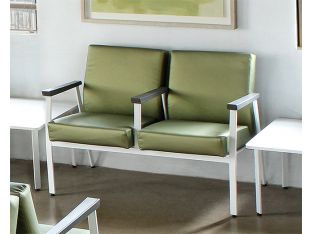 Green Double Waiting Room Chair W/ White Frame