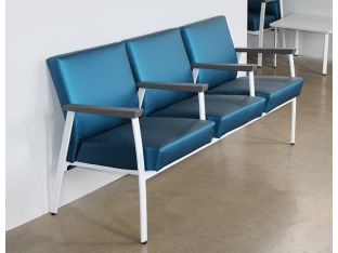 Blue Triple Waiting Room Chair W/ White Frame