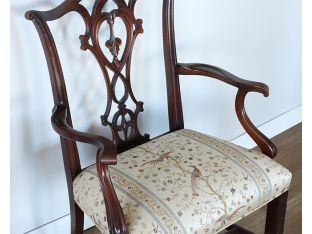 Chippendale Arm Chair With Brocade Seat