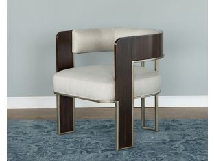 Dark Wood Barrel Back Armchair w/ Plush Cream Seat