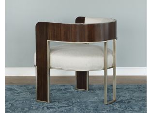 Dark Wood Barrel Back Armchair w/ Plush Cream Seat