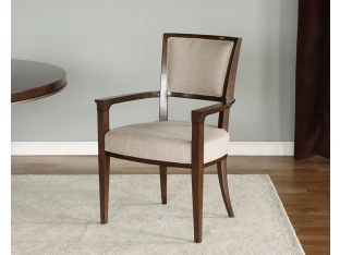 Neutral Tweed Arm Chair w/ Dark Eucalyptus Frame