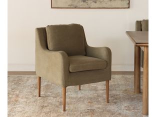 Olive Linen Track Arm Chair with Tapered Legs