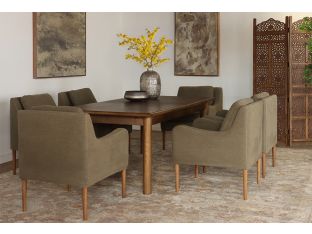 Olive Linen Track Arm Chair with Tapered Legs