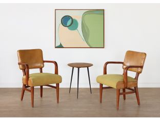 Vintage Upholstered Armchair with Wooden Arms