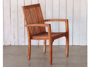Weathered Teak Slatback Arm Chair