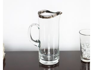Glass Martini Pitcher with Silver Rim