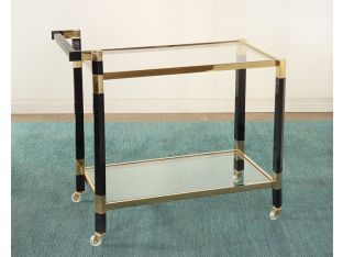 Black and Gold Bar Cart with Glass Shelves