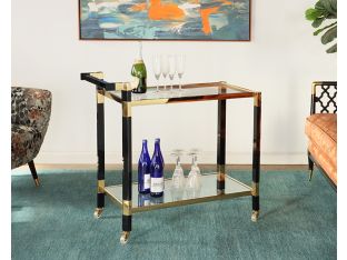 Black and Gold Bar Cart with Glass Shelves