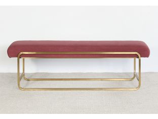 Light Maroon Bullnose Bench With Brass Base