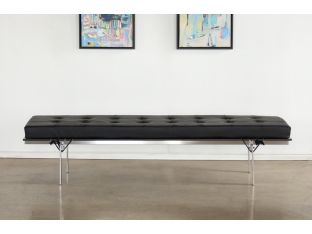 3 Seater Black Leather Bench