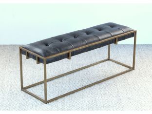 Oxford Bench in Antique Brass and Aged Leather