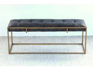 Oxford Bench in Antique Brass and Aged Leather