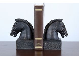 Pair of Bronze Iron Horsehead Bookends
