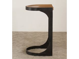 Dark Walnut and Metal Bar Stool