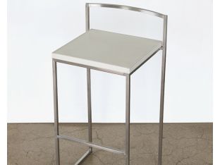 White Leather and Chrome Bar Stool