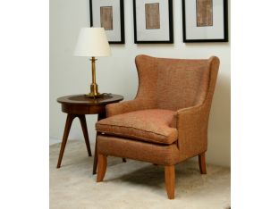 Orange Tweed with Brass Nailhead Wing Chair