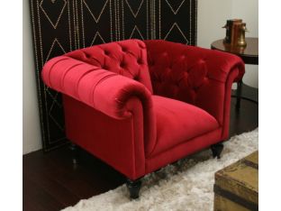 Mitchell Gold Chester Chair in Raspberry Red Velvet