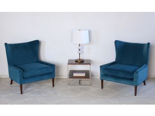 Blue Marlow Modern Wing Chair