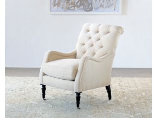 Tightback Tufted Club Chair in Linato Cream