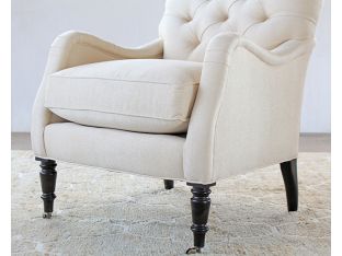 Tightback Tufted Club Chair in Linato Cream