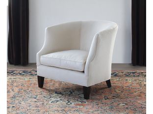 Barrel Back Club Chair in Linato Cream with Black Walnut Legs