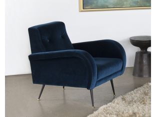 Midnight Blue Occasional Chair with Black Steel Legs 