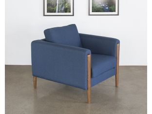 Steen Club Chair in Lagoon Blue with Walnut Legs