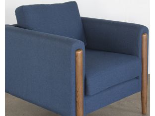 Steen Club Chair in Lagoon Blue with Walnut Legs