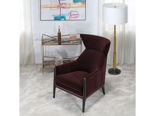 Merlot Velvet Wing Chair