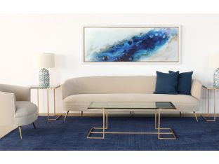 Curved Sofa With Tight Back And Antique Brass Legs