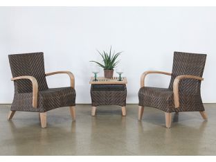 Brown Outdoor Club Chair With Wooden Arms