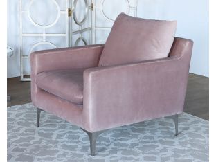 Blush Velvet Club Chair On Brushed Stainless Legs