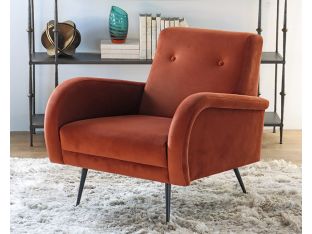 Rust Velvet Club Chair with Matte Black Legs