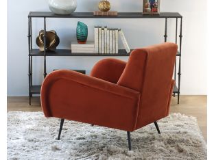 Rust Velvet Club Chair with Matte Black Legs