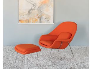 Orange Saarinen Style Womb Chair and Ottoman