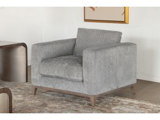 Modern Grey Chenille Club Chair w/ Tapered Leg