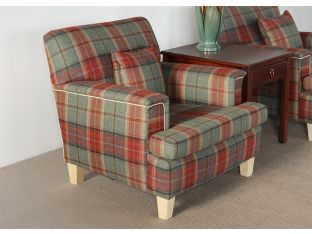 Sage and Maroon Plaid Club Chair