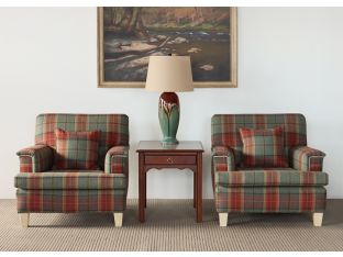 Sage and Maroon Plaid Club Chair