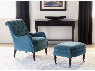 Peacock Blue Velvet Ottoman