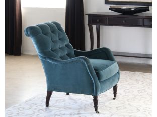 Peacock Blue Velvet Tufted Club Chair
