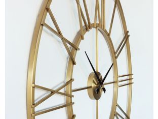 Brushed Brass with Roman Numerals Wall Clock - Cleared