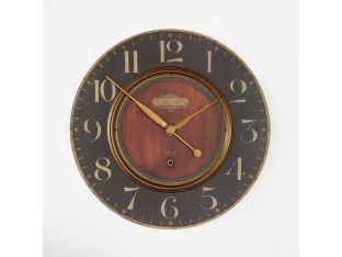 Vintage Black and Brass Wall Clock - Cleared