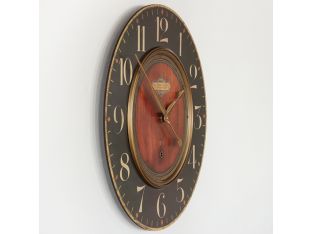 Vintage Black and Brass Wall Clock - Cleared