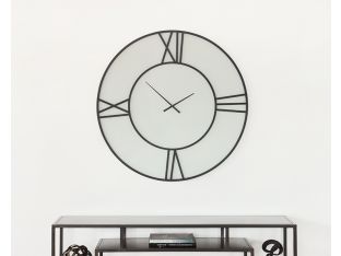 Black Frame w/ White Glass Wall Clock - Cleared