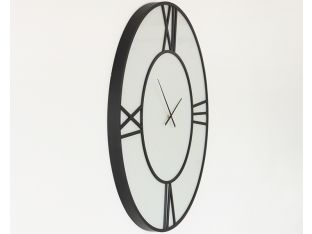Black Frame w/ White Glass Wall Clock - Cleared