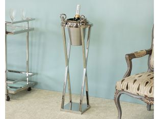 Porthole Nickel Wine Cooler On Stand- Cleared
