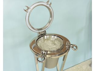Porthole Nickel Wine Cooler On Stand- Cleared