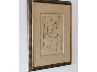 Framed Mother And Child Etching, 19th -Early 20th Century 18W x 21H