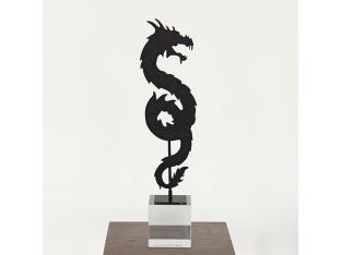Tall Black Finished Chinoiserie Dragon - Cleared